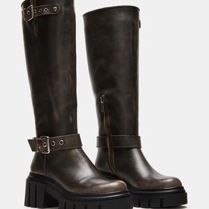 BRIGADE BROWN DISTRESSED Leather Moto Boots